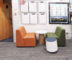 Smith System Campfire Lounge chairs in furnished classroom